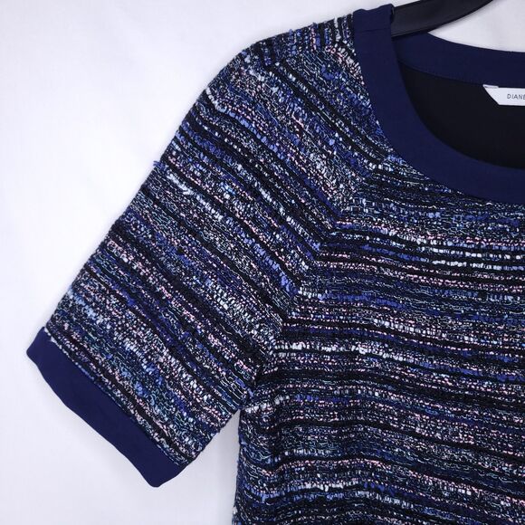 Diane Von Furstenberg Tweed Sweater Petite Colorful Waist Tie - Picture 3 of 12